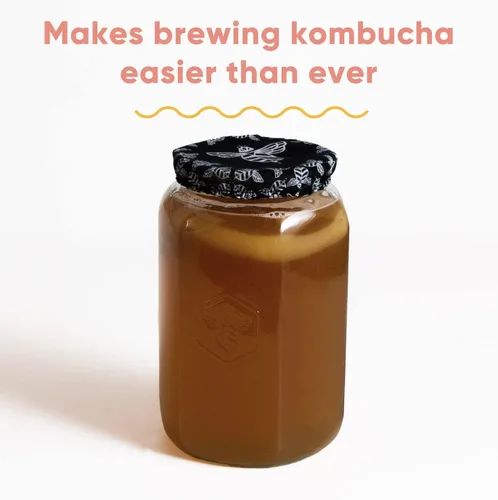 Miniatura 5 de Craft A Brew - Tarro de Kombucha - para fermentación de kombucha y elaboración casera - Incluye cubierta de tela personalizada - Tarro de vidrio