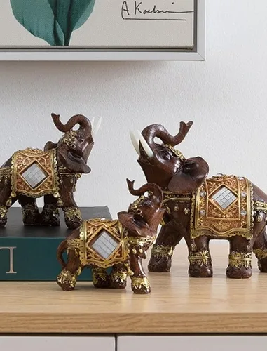 HEEPDD JMonda - Estatua de elefante Feng Shui, figura de resina con tronco para decoración de oficina en casa, inauguración de la casa, pequeña