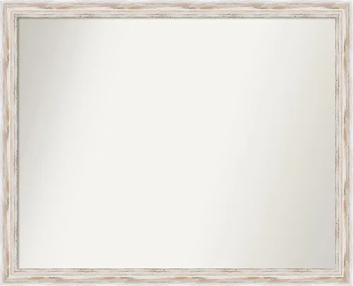 Miniatura 176 de Amanti Art Espejo de baño blanco para sobre el fregadero, 30 x 35 pulgadas, espejo de tocador rectangular estrecho de Eva de oro blanco, marco