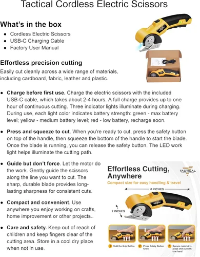 Miniatura 6 de Tijeras eléctricas tácticas Cortador de cartón inalámbrico Cortador de caja eléctrico para cartón Heavy Duty 4V Tijeras eléctricas recargables