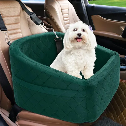 Miniatura 17 de NEEZUKAR Asiento de automóvil para perros pequeños, asiento elevador desmontable y lavable para perros de menos de 30 libras, asiento de automóvil