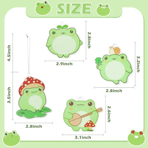 Miniatura 2 de ANGOLIO Summer Frog - Ambientador de coche – Patrón de rana de dibujos animados 4P para niños y niñas, de larga duración, poco perfumado, divertido