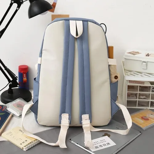 Miniatura 7 de Mochila de viaje para mujer, 5 unidades, diseño de oso con diseño de dibujos animados, alfileres de alta capacidad, ligero, kawaii, preppy, mochila