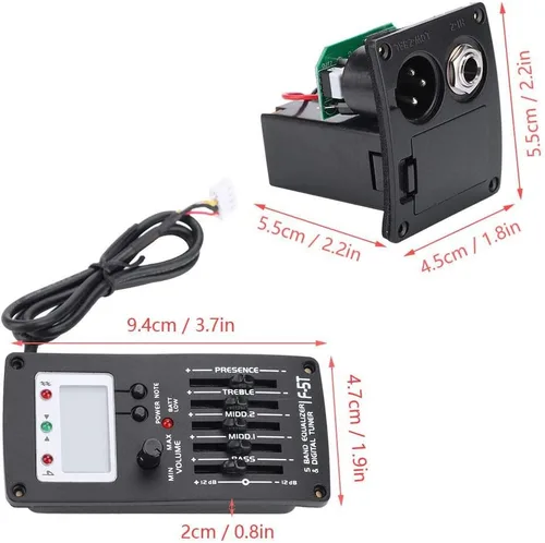 Miniatura 7 de Ecualizador de guitarra de 5 bandas, F-5T EQ ecualizador Pickup Tuner para guitarra acústica instrumento musical