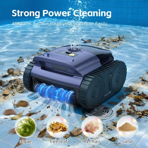 Miniatura 2 de Aspiradora de piscina para piscina enterrada y piscina sobre el suelo, limpiador de piscina inalámbrico con navegación inteligente, estacionamiento