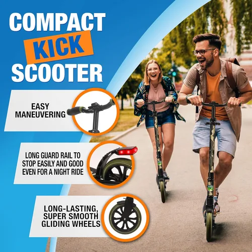 Miniatura 7 de SereneLife Patinete ligero y plegable cómodo manubrio de barra en T, scooter ajustable para adolescentes y adultos, cubierta de aleación con ruedas