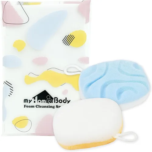 myHomeBody Esponjas de lavado facial, limpiador facial para limpieza y exfoliación, removedor de maquillaje reutilizable, almohadillas exfoliantes,