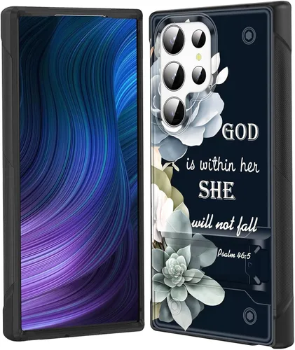 Miniatura 68 de Funda para Galaxy S24 Plus con soporte, doble capa híbrida de policarbonato duro y silicona suave, resistente a prueba de golpes, funda protectora
