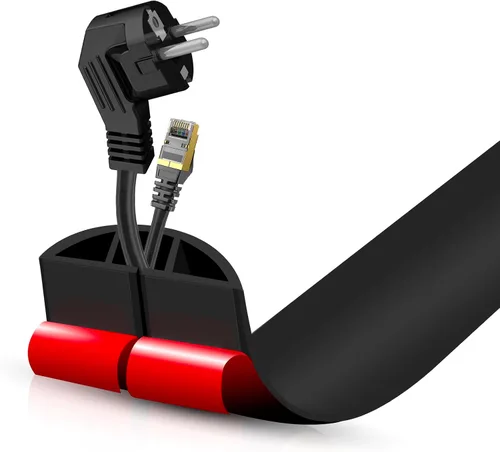 Miniatura 92 de Cubierta autoadhesiva para cables de suelo, gestión de cables de 3.3 pies, protector de tira de extensión para cables, evita tropiezos de cables