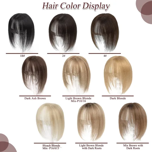 Miniatura 6 de UDU Toppers para el cabello para mujer, cabello humano real, con flequillo, clip en flequillo, pelucas de cabello para mujeres con adelgazamiento