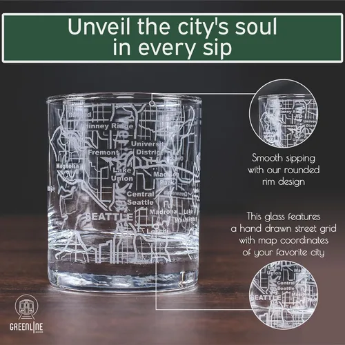 Miniatura 51 de Greenline Goods Vasos de whisky – Juego de vasos de 10 onzas para los amantes de San Luis, grabado con mapa de la ciudad de San Luis Old Fashioned