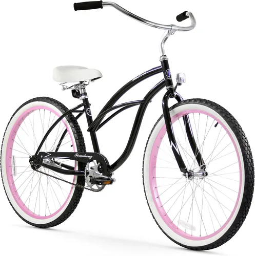 Miniatura 19 de Sixthreezero Urban Lady Beach Cruiser - Bicicleta híbrida de 3 velocidades para mujer Verde militar con llantas rosadas con asiento negro/puños