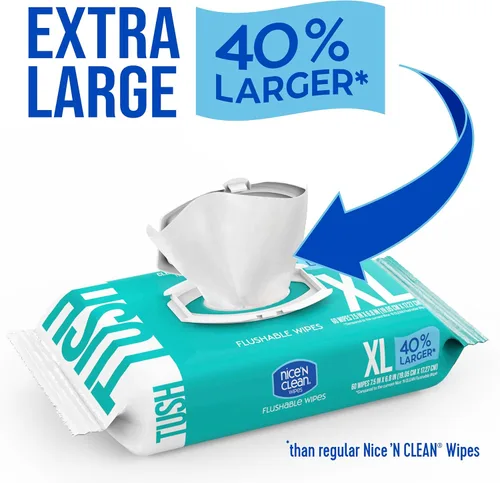 Miniatura 3 de Nice 'N CLEAN Toallitas desechables extra grandes Toallitas 40% más grandes Toallitas húmedas XL para adultos de 6.8 x 7.5 pulgadas sin perfume