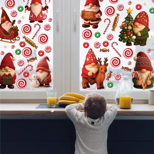 Miniatura 4 de WALPLUS Calcomanías Navideñas para Ventanas Decoraciones de Doble Cara Reutilizables Despegar y Pegar Removibles para Vidrio Sala de Estar Cuarto