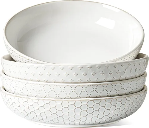 Miniatura 6 de LE TAUCI Tazones para pasta de 46 onzas, ensaladera grande, cuenco de cerámica en relieve de cerámica para servir frutas, fideos, cena, regalo