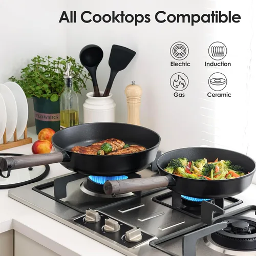 Miniatura 6 de SENSARTE - Juego de ollas y sartenes antiadherentes, juego de utensilios de cocina, apto para lavavajillas y horno, compatible con inducción, sin