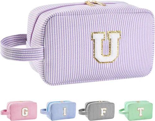 Miniatura 111 de Regalos personalizados para mujeres, bolsa de maquillaje con inicial, bolsa de maquillaje de viaje, bolsa de cosméticos, bolsa de artículos