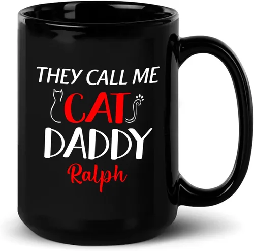 Miniatura 12 de Taza de café personalizada con nombre y foto de gato, marco de fotos personalizado para gato, taza de café negra de 11 onzas y 15 onzas, taza de té