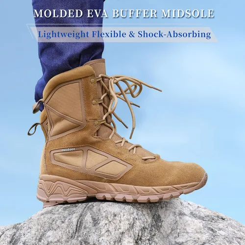 Miniatura 5 de Botas de trabajo tácticas militares para hombre, ligeras, con cremallera lateral, botas de combate del ejército, para senderismo