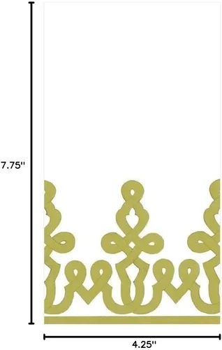 Miniatura 3 de Caspari Dessin Passementerie - Servilletas de papel de lino para invitados, color verde musgo, 12 unidades por paquete