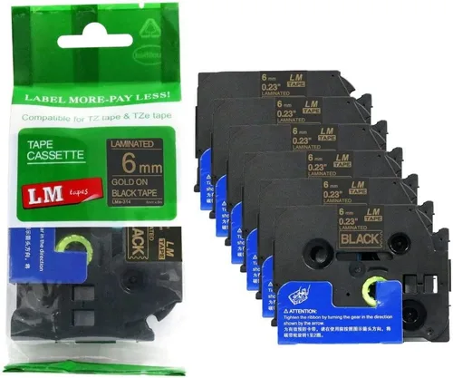 Miniatura 64 de Paquete de 1 unidad LM Tapes LMe511 Premium de 1/4 de pulgada con impresión negra en etiqueta azul compatible con Brother TZe-511 P-Touch, incluye