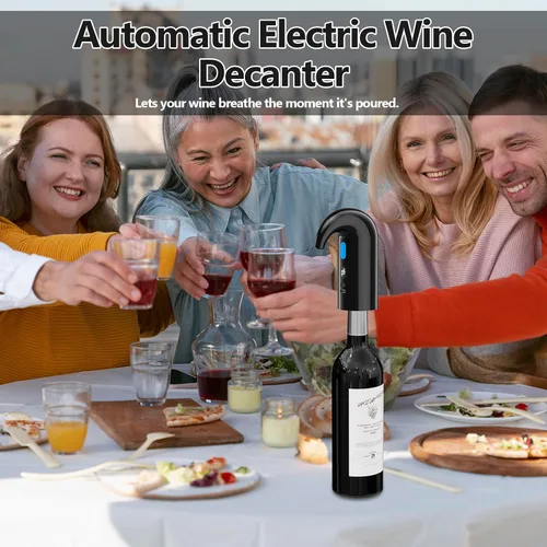 Miniatura 8 de Aireador eléctrico de vino y bomba decantadora – Perfecto para el día del padre, aireación silenciosa de doble bomba, vertido medido, visualización