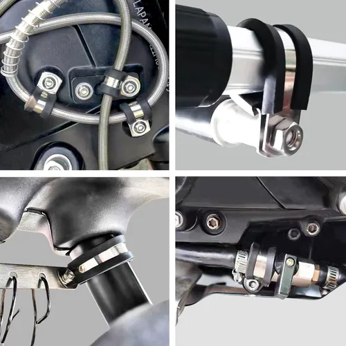 Miniatura 4 de 16 abrazaderas de cable de acero inoxidable de 5/8 pulgadas, abrazaderas de goma, herramientas de abrazadera, clips de cable para instalación