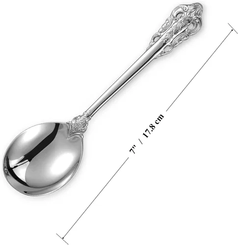 Miniatura 7 de KEAWELL Juego de 4 cucharas redondas para sopa, acero inoxidable 18/10, cuchara de caldo de lujo, apta para lavavajillas, pulido fino espejo
