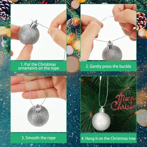 Miniatura 4 de Nuanchu Perchas de adornos de Navidad, cuerda precortada para adornos, ganchos de adorno con cierre a presión, cuerdas colgantes de poliéster