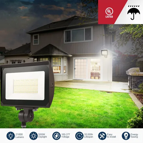 Miniatura 2 de Luz de inundación LED de 150 W para exteriores con placa, 5000 K, luz de día 21000 LM, 100-277 V, UL/DLC impermeable, luz de seguridad LED