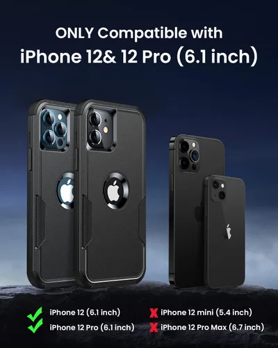 Miniatura 6 de FireNova Funda protectora resistente 3 en 1 para iPhone 12, con protector de pantalla de vidrio templado, a prueba de golpes y caídas, funda