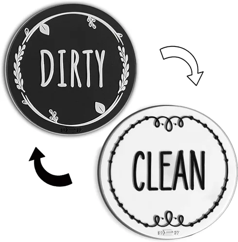 Miniatura 5 de Letrero de imán para lavavajillas de color plateado aguamarina Clean Dirty, indicador de lavavajillas de doble cara, imán universal fuerte sin