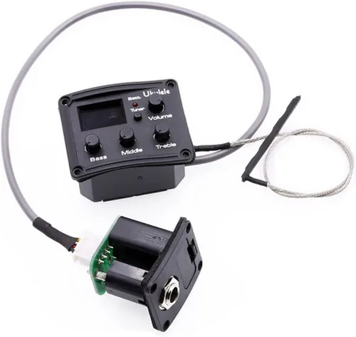 Jiayouy 1 Unidades 3-Band EQ Piezo Pickup Ukelele Preamp Amplificador Ecualizador Sistema de sintonizador con pantalla LCD y control de volumen