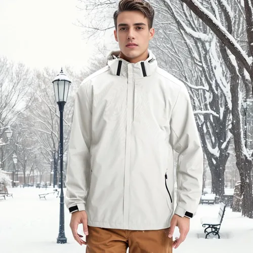 Miniatura 2 de Men's Waterproof Lightweight Rain Jacket Removable Hooded Windbreaker Raincoat Outdoor Windproof Casual Jacket