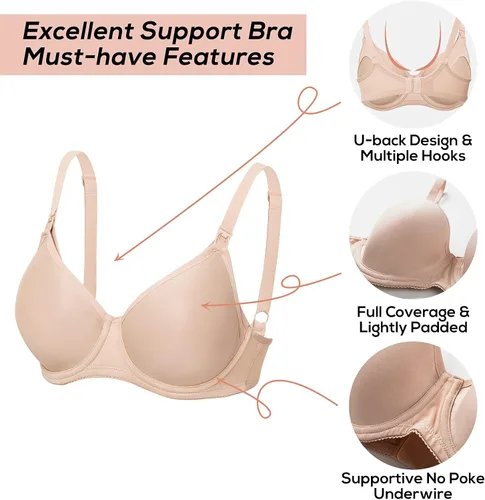 Miniatura 4 de Gratlin Women's Underwire Nursing Bra Support Lightly Padded Breastfeeding Maternity Push Up Bras