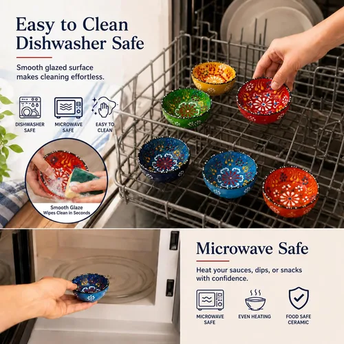 Miniatura 6 de BCS Juego de 6 cuencos de cerámica pequeños para inmersión, tabla de preparación de cocina y charcutería, plato de salsa de soja, platos decorativos