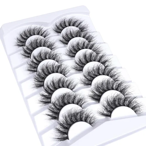 Miniatura 5 de Mebver Pestañas Pestañas postizas 8D Esponjosas Pestañas postizas Wispy de Visón Sintético Ligeras Pestañas postizas de Ojo de Gato Paquete de 7