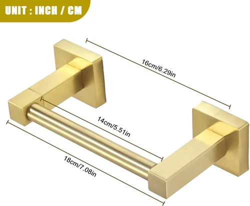 Miniatura 4 de BATHSIR Soporte de papel higiénico - Montado en la pared, oro cepillado, cuadrado giratorio de doble poste, soporte de aluminio para baño