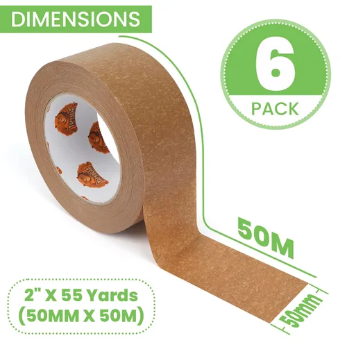 Miniatura 6 de TAPEBEAR Cinta de papel kraft ecológica, cinta de embalaje biodegradable resistente de 2 pulgadas x 55 yardas, cinta de embalaje reciclable