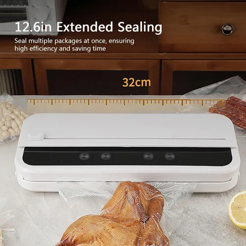 Miniatura 3 de Máquina selladora al vacío portátil, sellador automático de alimentos con cortador integrado, modos seco/húmedo, sellador al vacío compacto