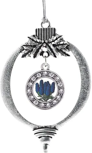 Miniatura 38 de Inspired Silver - Bonita bandera estadounidense - Adorno de Navidad plateado - Adorno de árbol de Navidad con dije circular con circonita cúbica