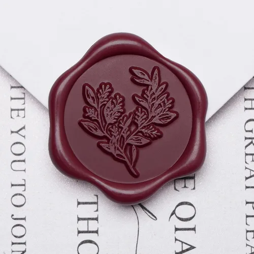 Miniatura 17 de UNIQOOO Calcomanías de sello de cera, calcomanías de sello de invitación de boda de rama de olivo, 50 calcomanías autoadhesivas de oro antiguo, Rama