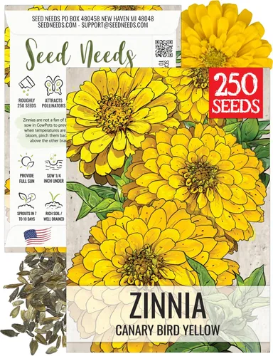 Miniatura 33 de Seed Needs California Giants - Semillas de zinnia – 250 semillas tradicionales para plantar Zinnia elegans – Cultiva flores anuales polinizadas