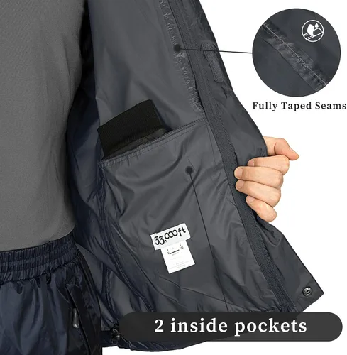 Miniatura 117 de 33,000ft - Chaqueta de lluvia impermeable y plegable para hombre, ligera, con capucha, cortavientos ideal para golf o ciclismo