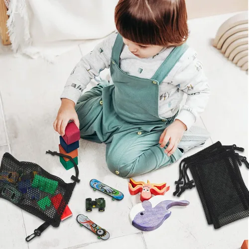 Miniatura 10 de 8 bolsas de malla negra con cordón y clips, pequeñas bolsas de malla de almacenamiento de nailon, bolsa para lavavajillas, bolsa de red para joyas