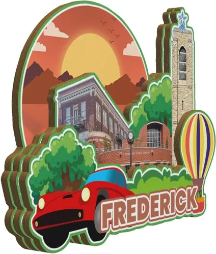 Miniatura 2 de Frederick Maryland USA - Imán de madera para nevera, monumentos 3D, recuerdos coleccionables, decoración hecha a mano -3221