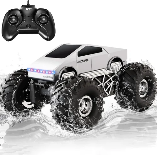 Juguete de piscina – Auto de control remoto anfibio con pistola de agua – Camión monstruo 1:16, camiones RC impermeables, auto RC todo terreno,