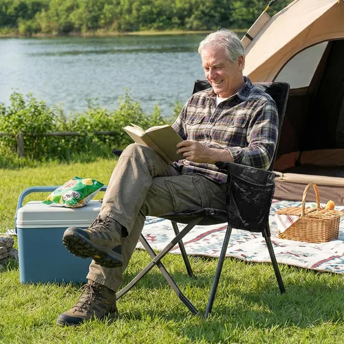 Miniatura 2 de EVER ADVANCED Sillas de campamento reclinables para adultos, ligeras, silla reclinable plegable con respaldo ajustable, sillas de salón de 4