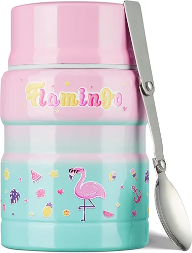 Miniatura 8 de Charcy Termo de 17oz para alimentos calientes, contenedor de comida aislado para almuerzo con cuchara plegable QB - Negro