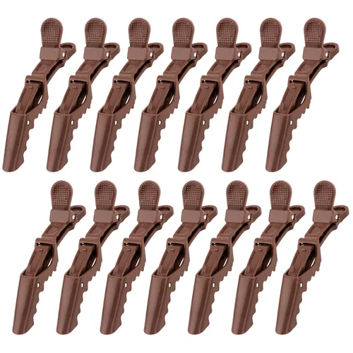 Miniatura 12 de Ondder 14 pinzas de pelo de cocodrilo grandes rojas para seccionar peinado, agarre fuerte profesional para cortar el cabello, 14 pinzas